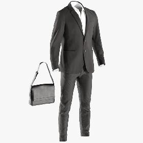 Men's Business Suit with Shirt and Bag model